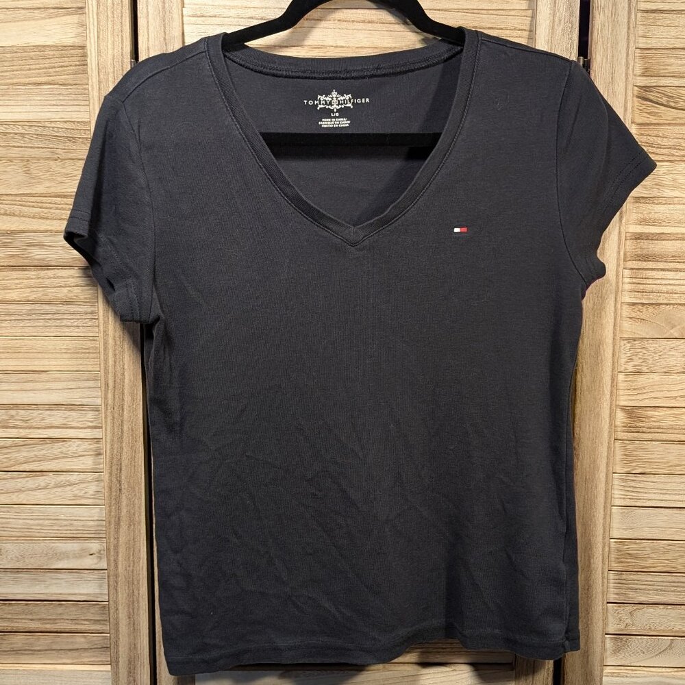 Tommy Hilfiger T-shirt V-Neck Tee Charcoal Size Large